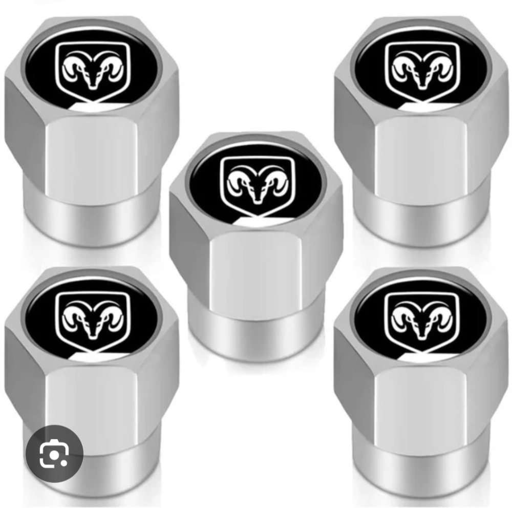 #C28 Ram Logo Silver Tire Valve Caps